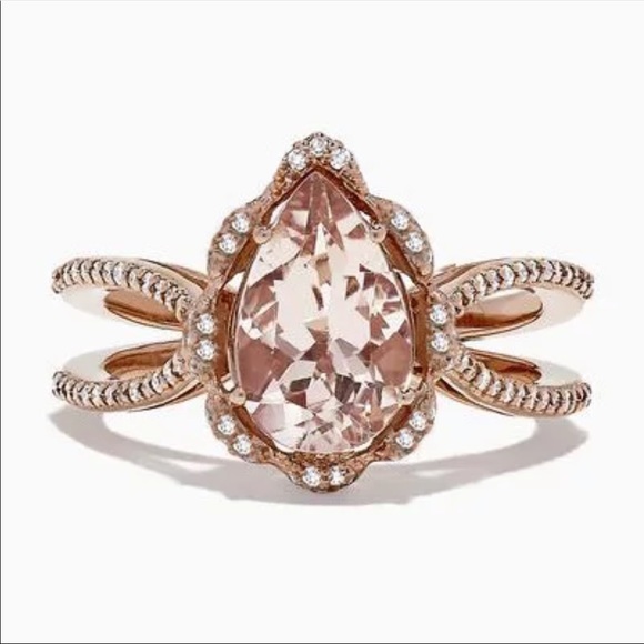 New Pear Cut Rose Gold Delicate Women’s Ring - Picture 2 of 6